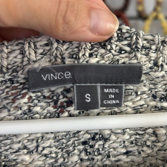 VINCE. Marled colorblock cotton blend Women's Gray and Cream Sweater - Picture 3 of 5